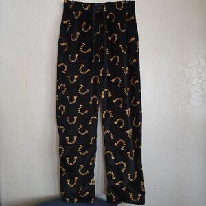 True Religion Men's Pajama Pants Black Yellow Logo Graphic Print Fleece Small